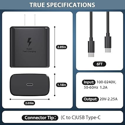 Cargador Samsung tipo c 45w